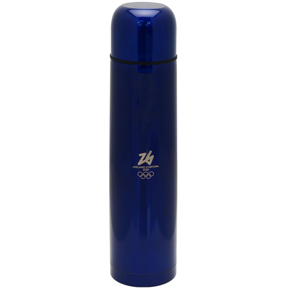 THERMOS ACCIAIO INOX BLU 1 LT. OLYMPIC EMBLEMA MONOCROMATICO LOGO