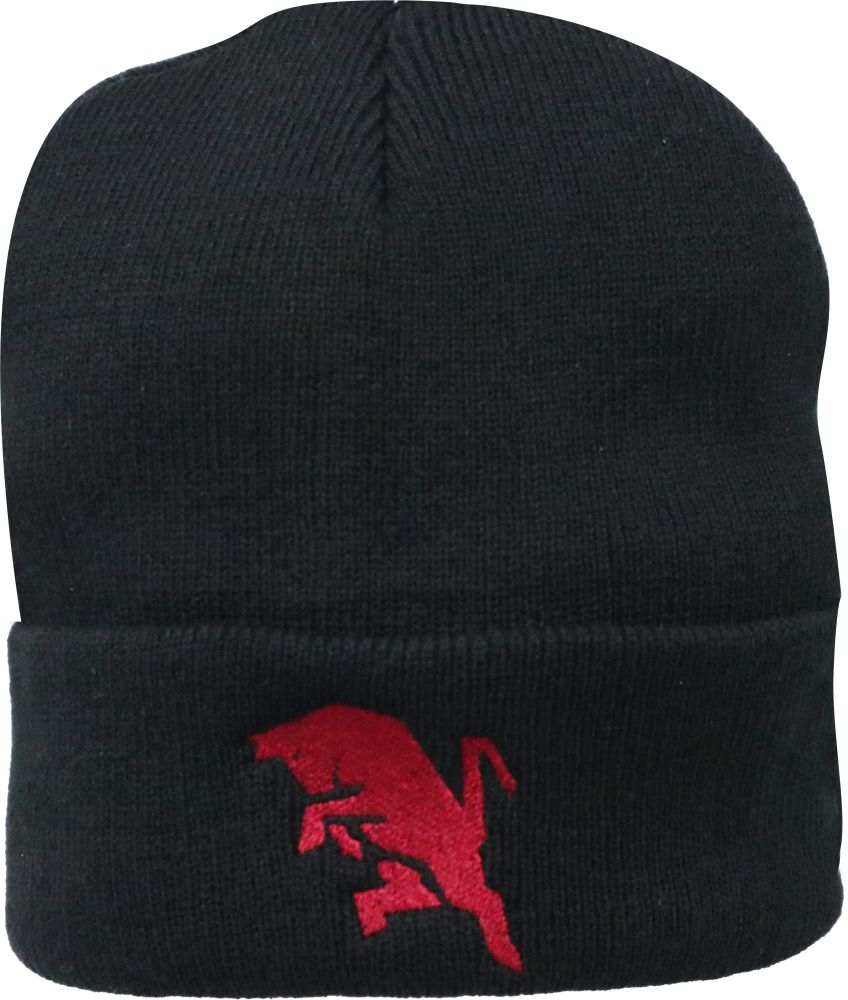 CAPPELLINO ACRICLICO NERO RICAMATO CON TORO GRANATA