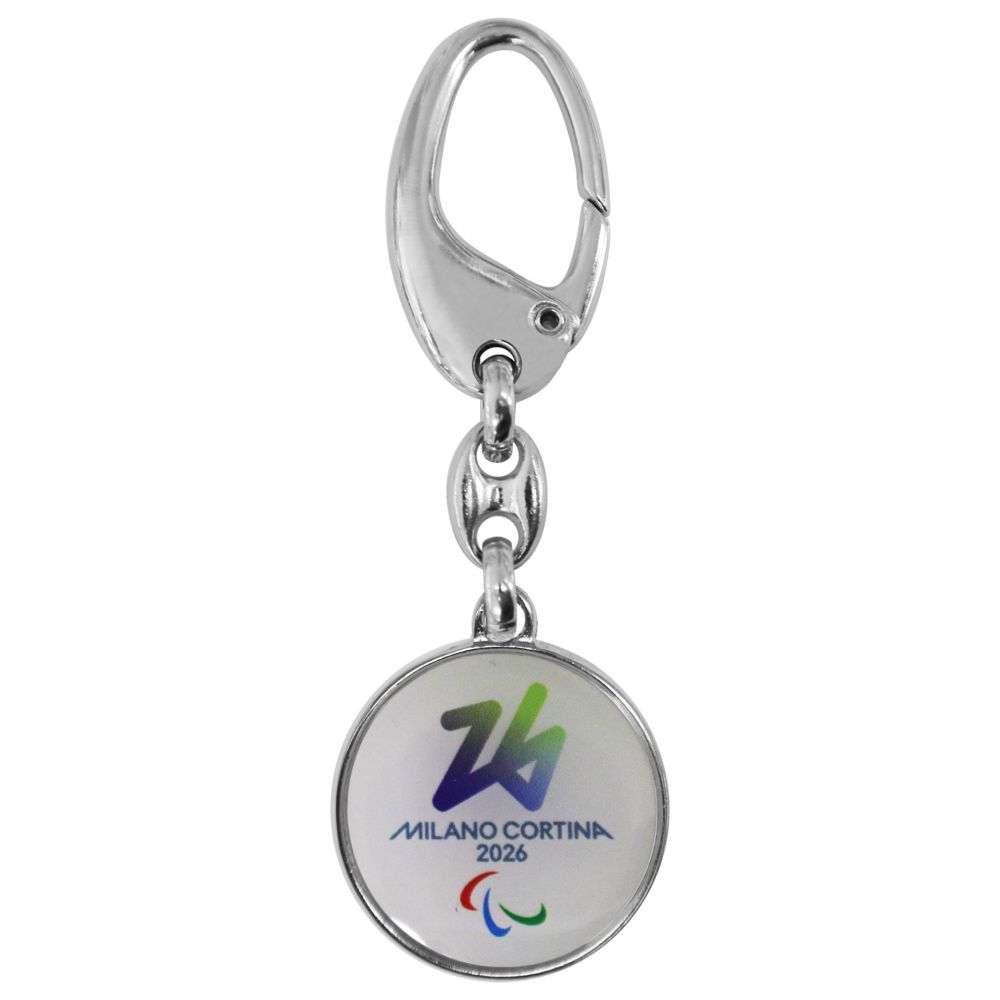 PORTACHIAVI METALLO TONDO STAMPATO PARALYMPIC LOOK FONDO BIANCO