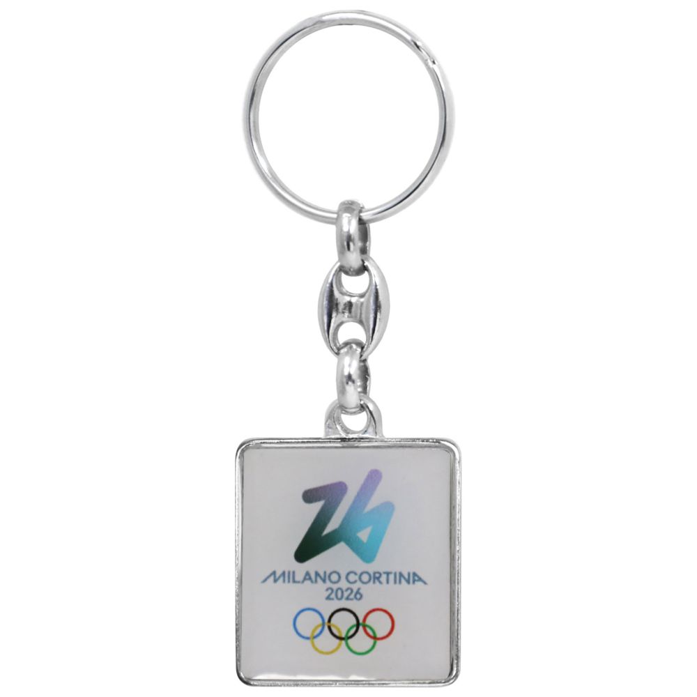 PORTACHIAVI METALLO RETTANGOLARE STAMPATO OLYMPIC LOOK FONDO BIANCO