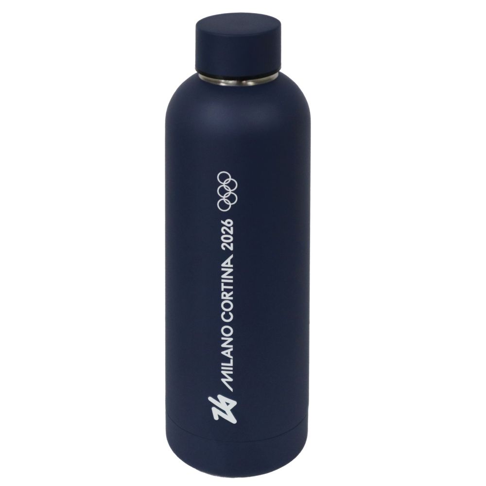 BORRACCIA TERMICA BLU OPACO IN ACCIAIO 500 ML OLYMPIC EMBLEMA SCRITTA