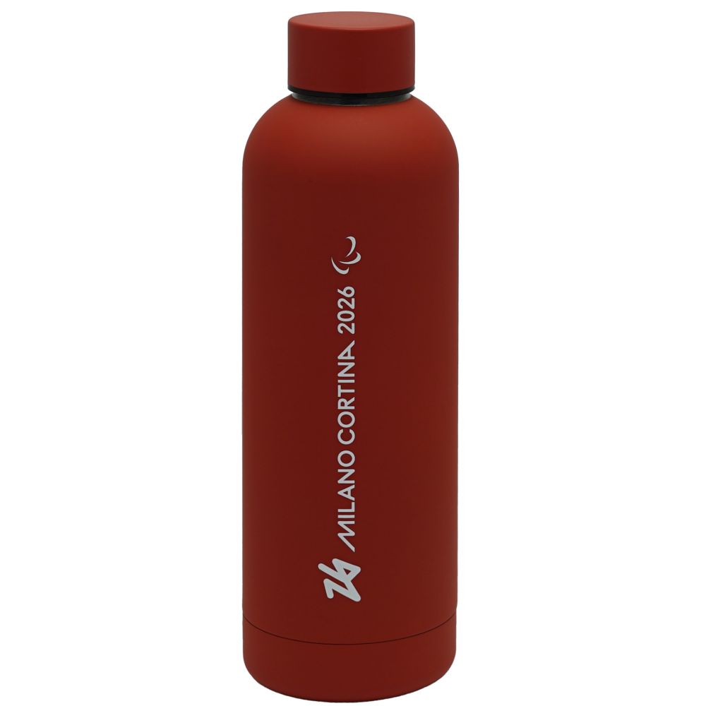 BORRACCIA TERMICA BORDEAUX IN ACCIAIO 500 ML PARALYMPIC EMBLEMA SCRITTA