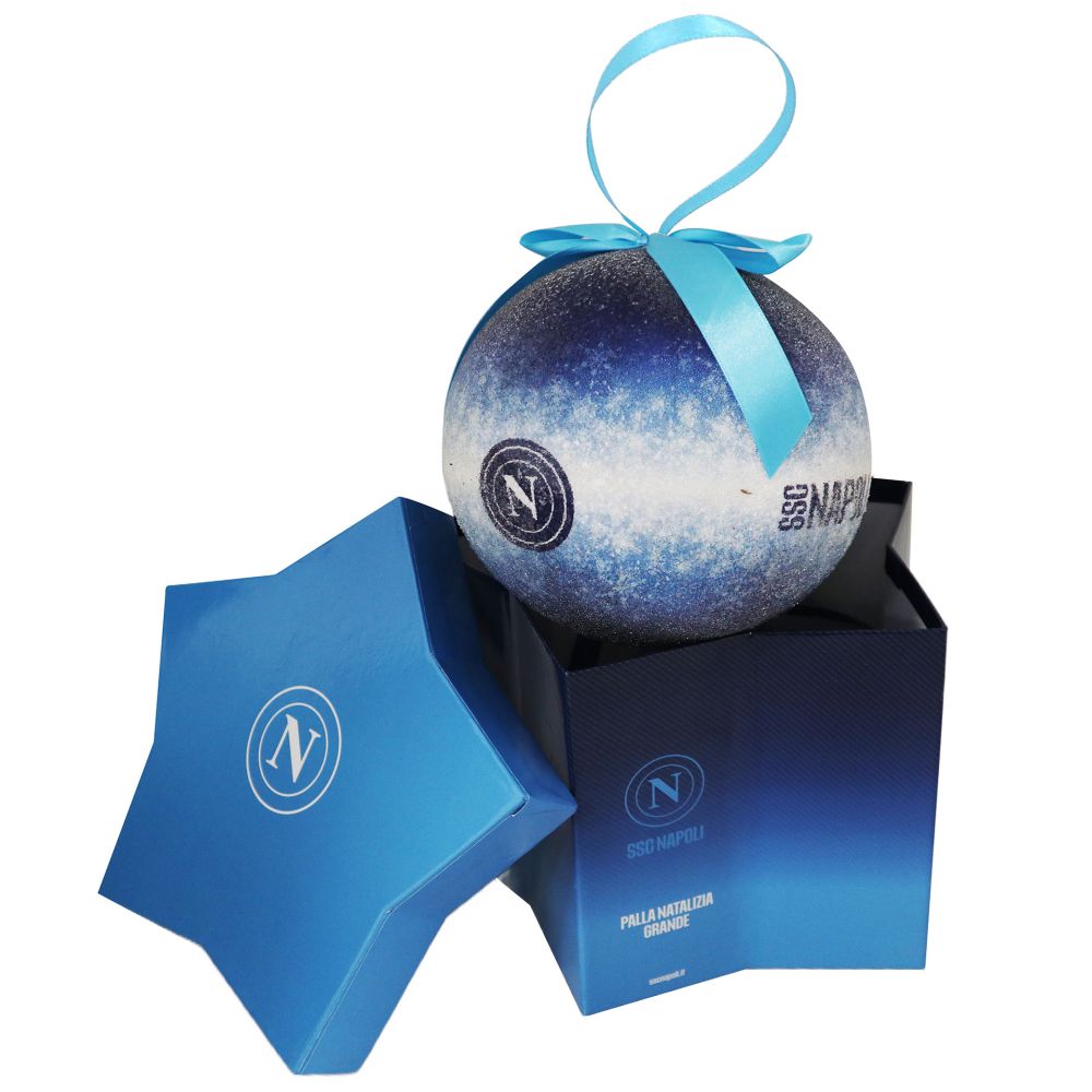 Maxi Pallina di Natale Napoli 15 cm – Effetto Zuccherato – In Scatola