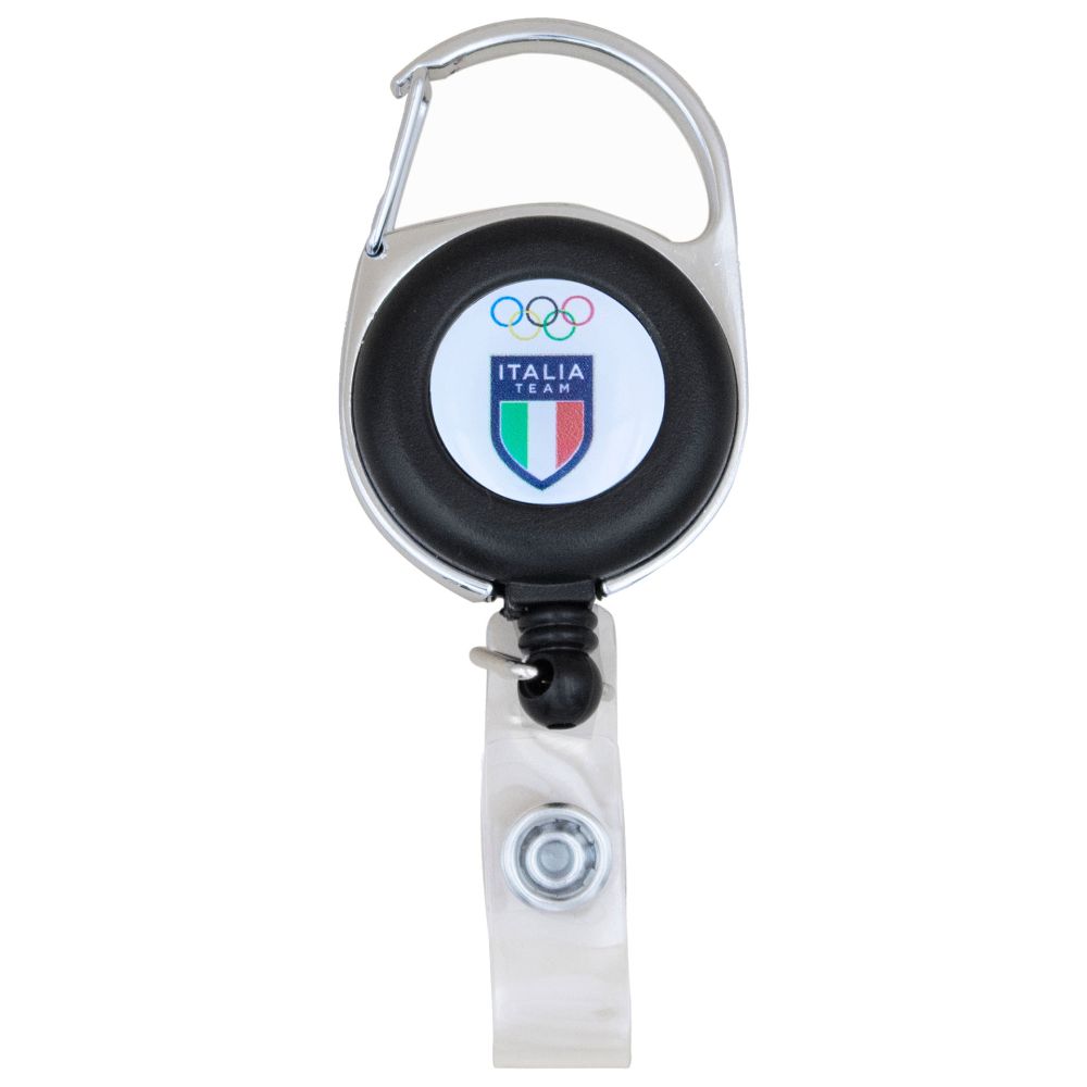 PORTA SKIPASS NERO CLIP E MOSCHETTONE DIA 35 MM OLYMPIC E ITALIA TEAM EM