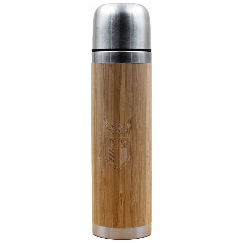 THERMOS ACCIAIO INOX E BAMBU' 400 ML OLYMPIC E ITALIA TEAM EMBLEMA MONOC