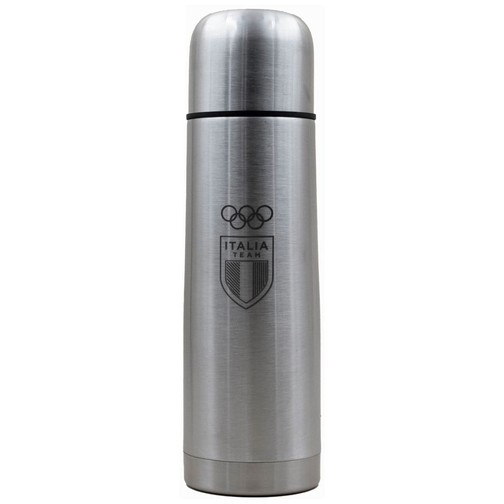 THERMOS ACCIAIO INOX 750 ML CON CUSTODIA OLYMPIC+ITALIA TEAM EMBLEMA MON
