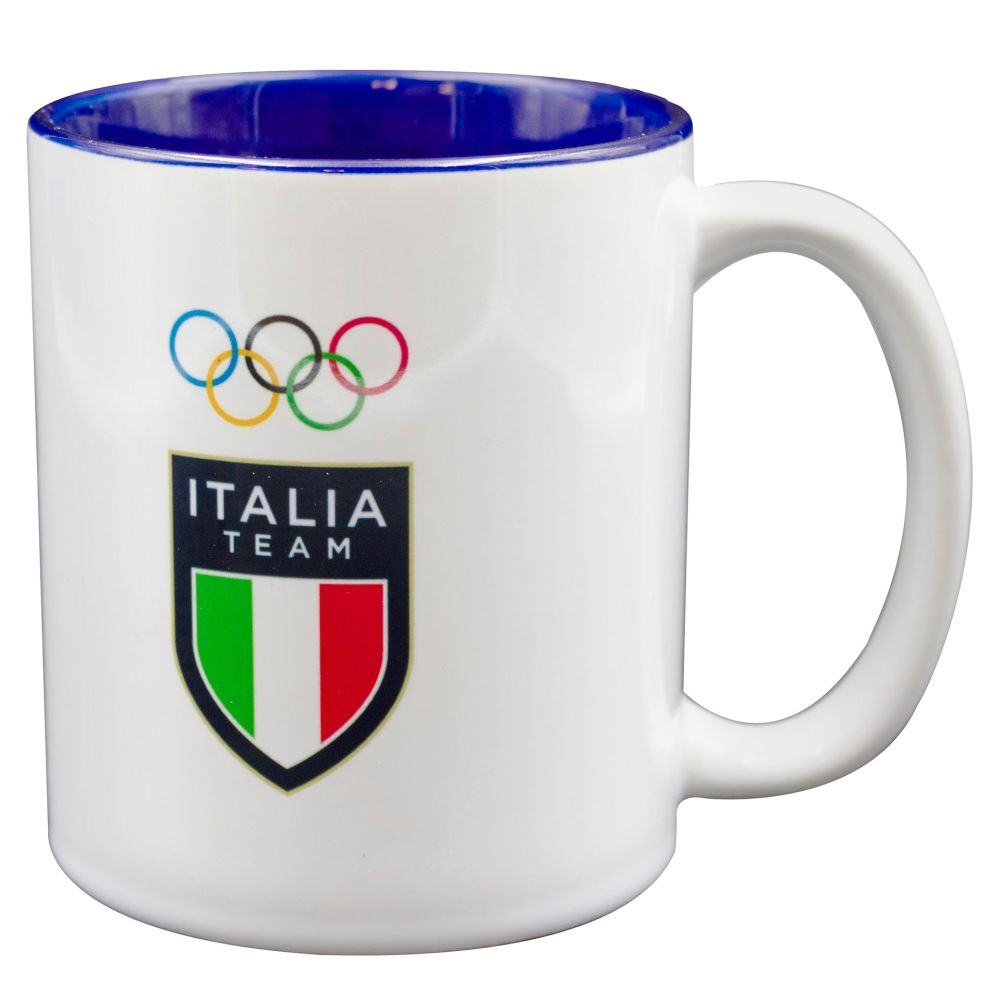 MUG CERAMICA DIA8CM ITALIA TEAM EMBLEMA COLORATO FONDO BIANCO INTERNO BL