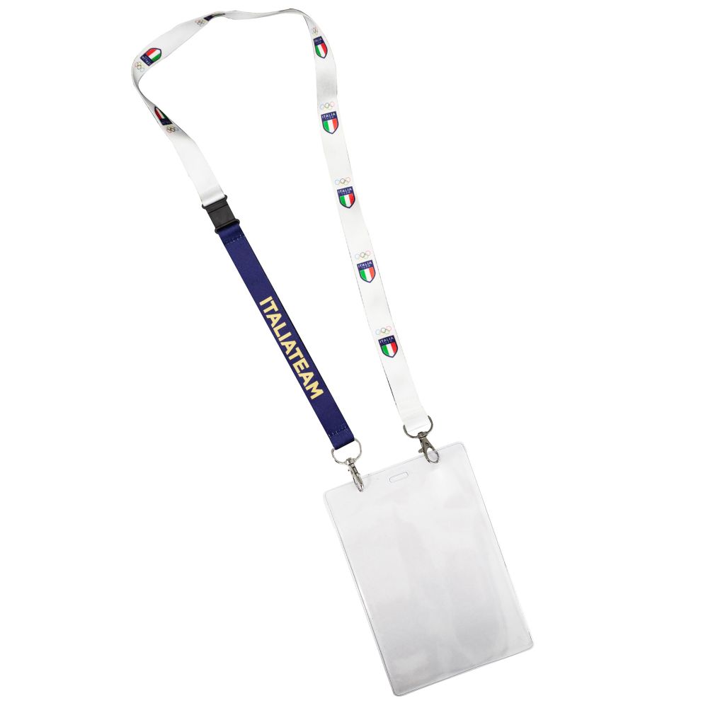 PORTAPASS CON BUSTINA NASTRO 20 MM OLYMPIC+ITALIA TEAM EMBLEMA COLORATI