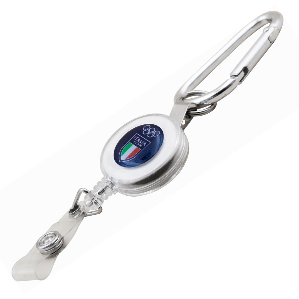 PORTA SKIPASS PLASTICA BIANCA CON CLIP DIA 32 MM OLYMPIC E ITALIA TEAM E