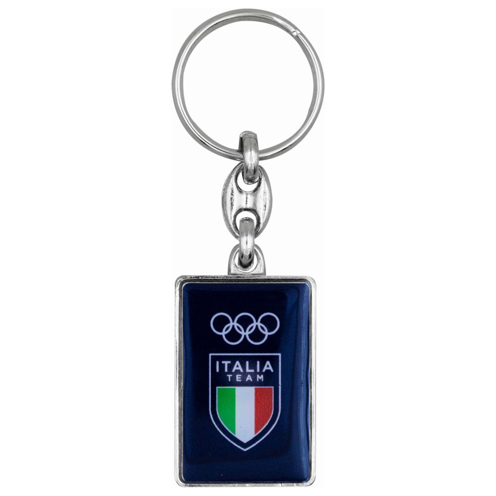 PORTACHIAVI METALLO RETTANGOLARE STAMPATO OLYMPIC+ITALIA TEAM EMBLEMA BI