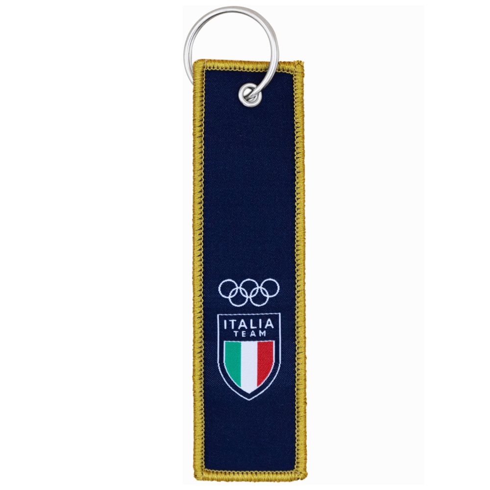 PORTACHIAVI RICAMATO DIM. 13CM OLYMPIC+ITALIA TEAM EMBLEMA BIANCHI+TRICO