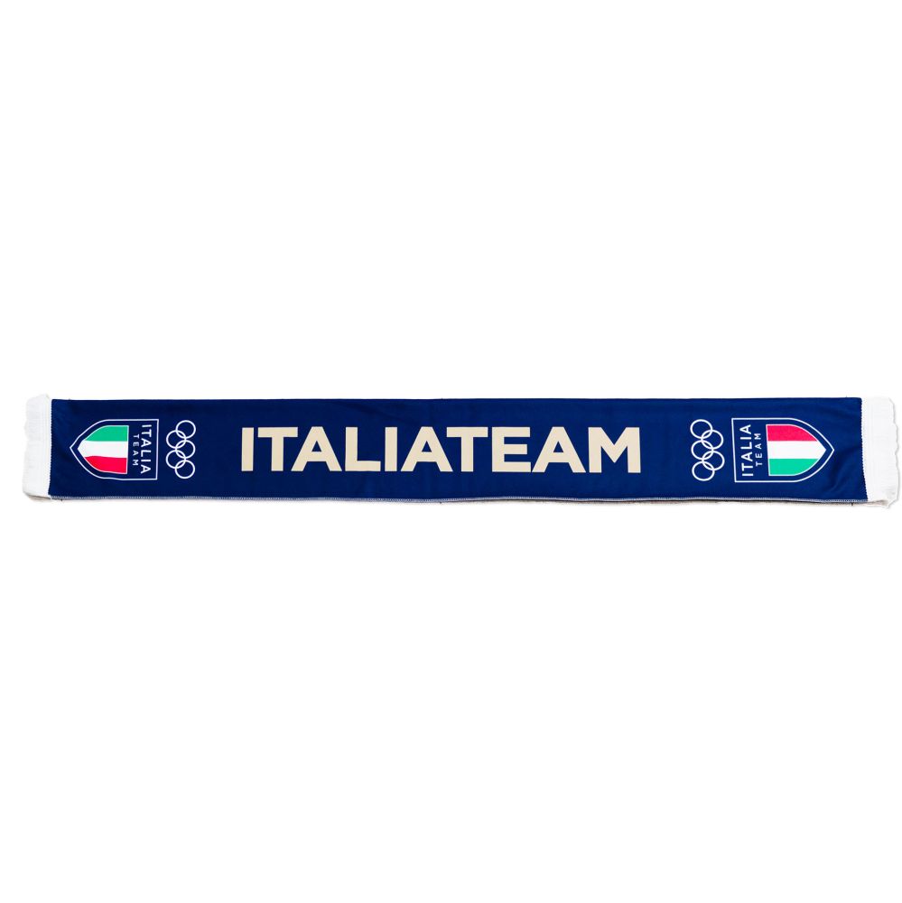 SCIARPA IN POLIPILE STAMPATA BLU 130X17CM OLYMPIC+ITALIA TEAM EMBLEMA BI