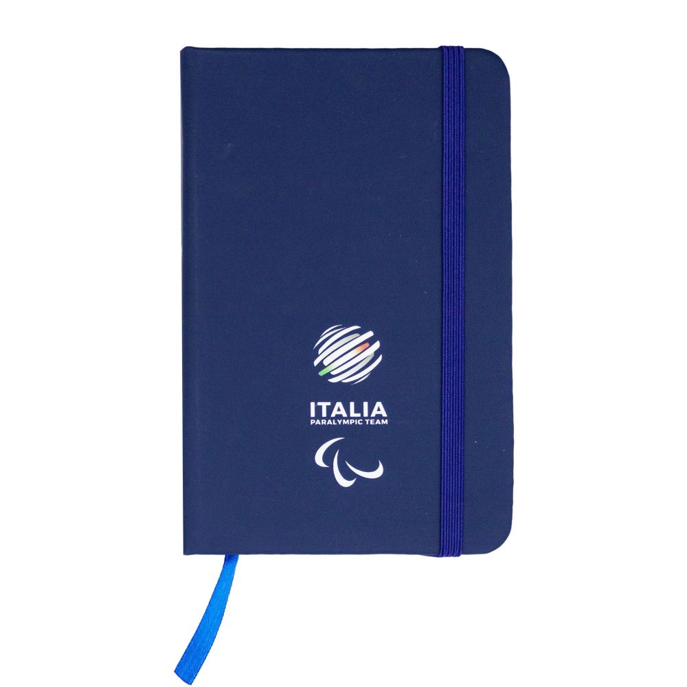 TACCUINO IN PU BLU 96 PAGINE A RIGHE F.TO A6 PARALYMPIC+ITALIA PARALYMPI