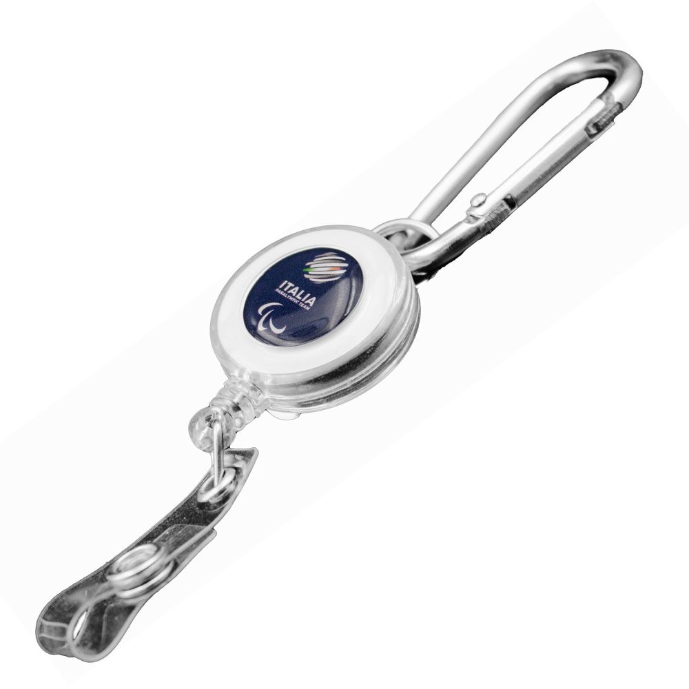PORTA SKIPASS PLASTICA BIANCA CON CLIP DIA 32 MMPARALYMPIC E ITALIA PA