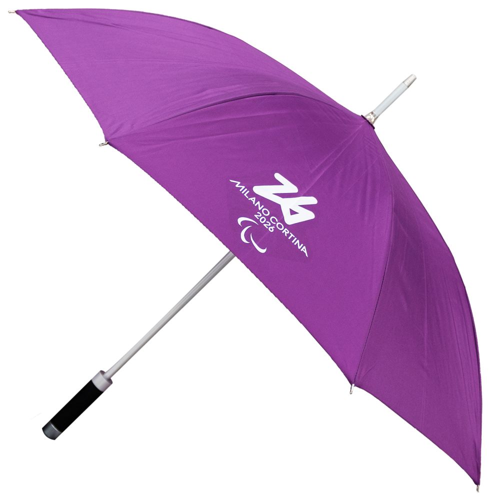OMBRELLO AUTOMATICO VIOLA PARALYMPIC EMBLEMA BIANCO