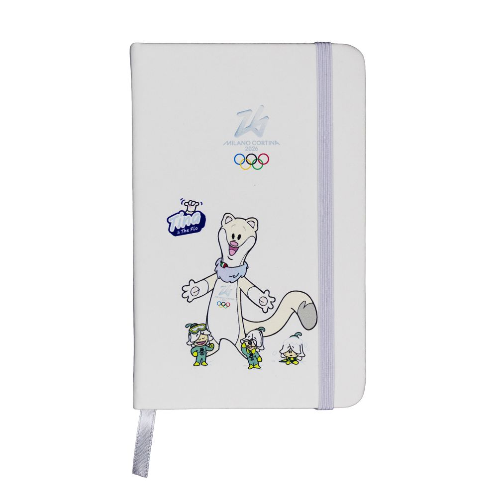 TACCUINO IN PU F.TO A6, 96 PAG. A RIGHE MASCOT TINA E THE FLOW FONDO BIA