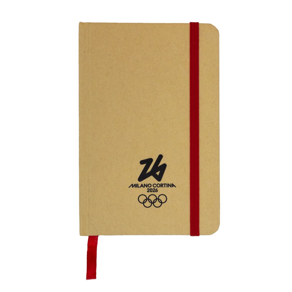 TACCUINO IN CARTA RICICLATA F.TO A6 160 PAG. A RIGHE ELASTICO E SEGNALIB