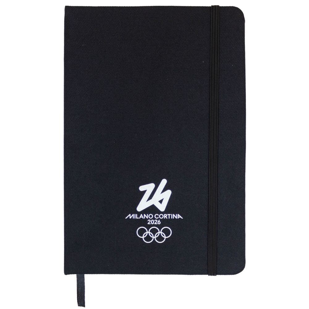 TACCUINO A5 NERO IN RPET E PU - Olimpiadi Milano Cortina 2026