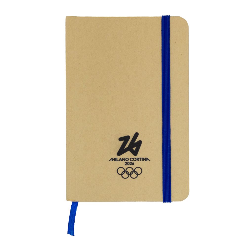 TACCUINO IN CARTA RICICLATA F.TO A6 160 PAG. A RIGHE ELASTICO E SEGNALIB