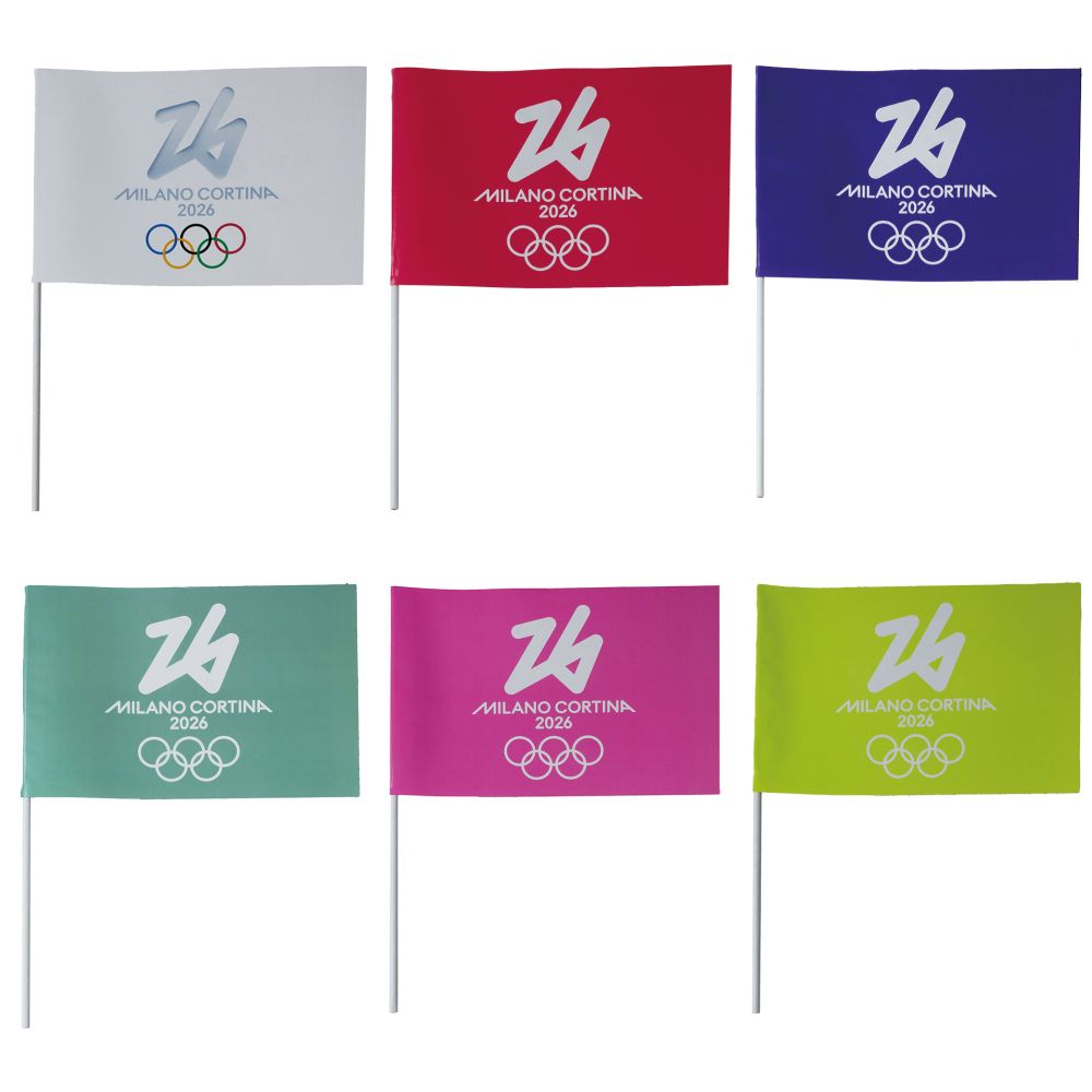 KIT 6 BANDIERINE IN CARTA CON ASTINA 30X20CMCOLORI VARI OLYMPIC EMBLEM