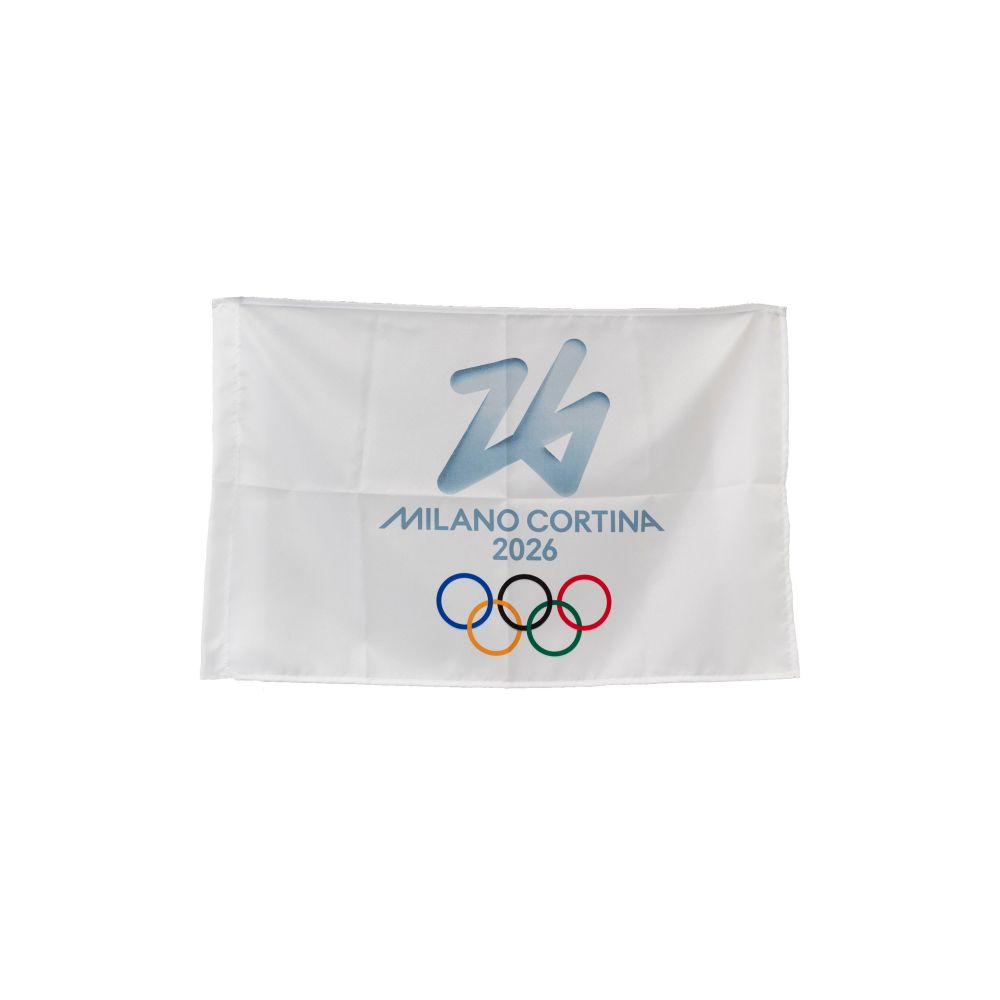 BANDIERA IN POLIESTERE 70X50CM SENZA ASTA FONDO BIANCO OLYMPIC EMBLEMA C