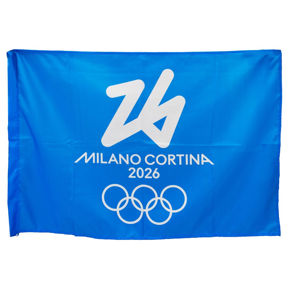 BANDIERA IN POLIESTERE 150X100CM SENZA ASTA FONDO AZZURRO OLYMPIC EMBLEM