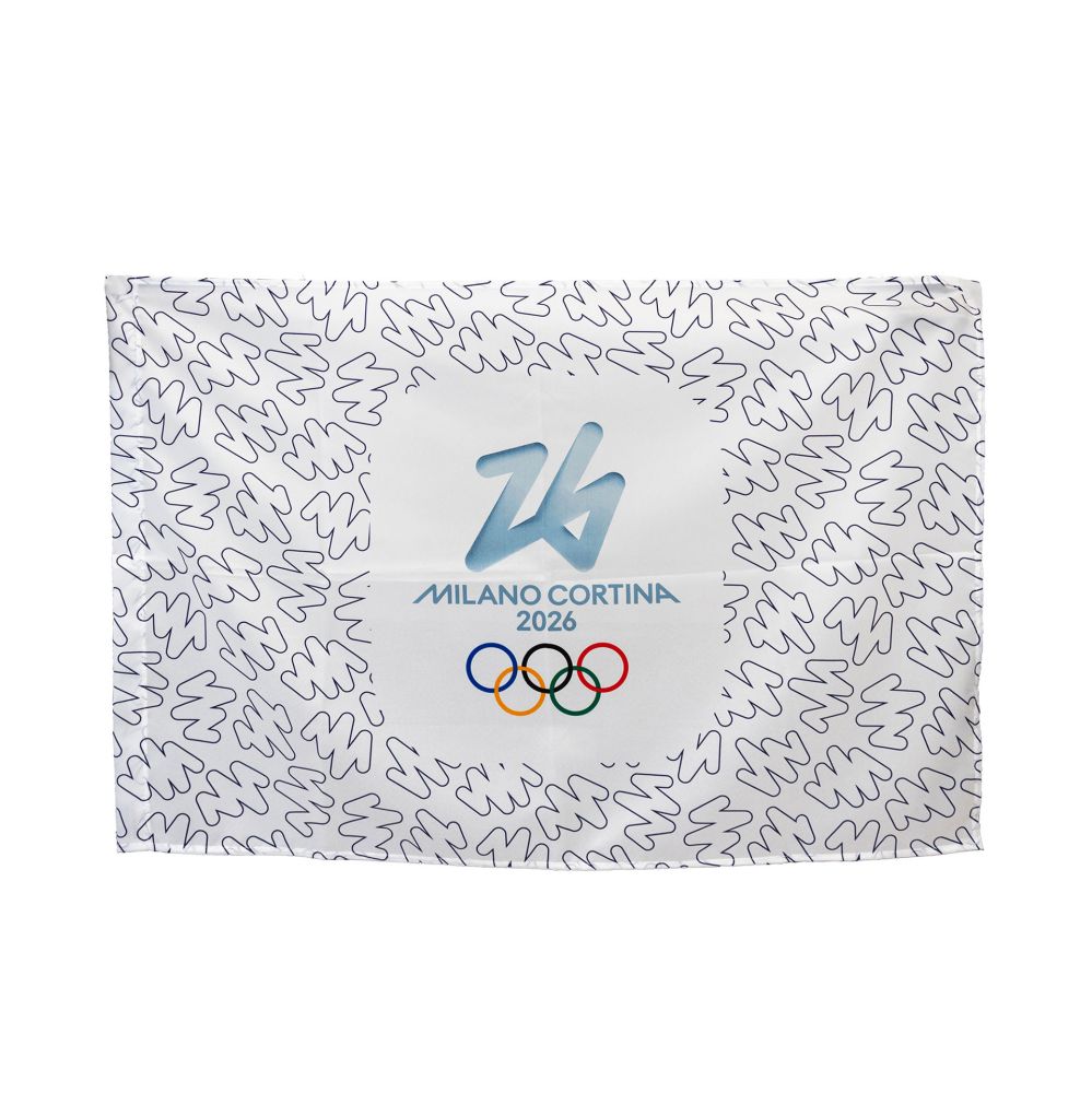 BANDIERA IN POLIESTERE 100X70CM SENZA ASTA FONDO SIGN OLYMPIC EMBLEMA CO