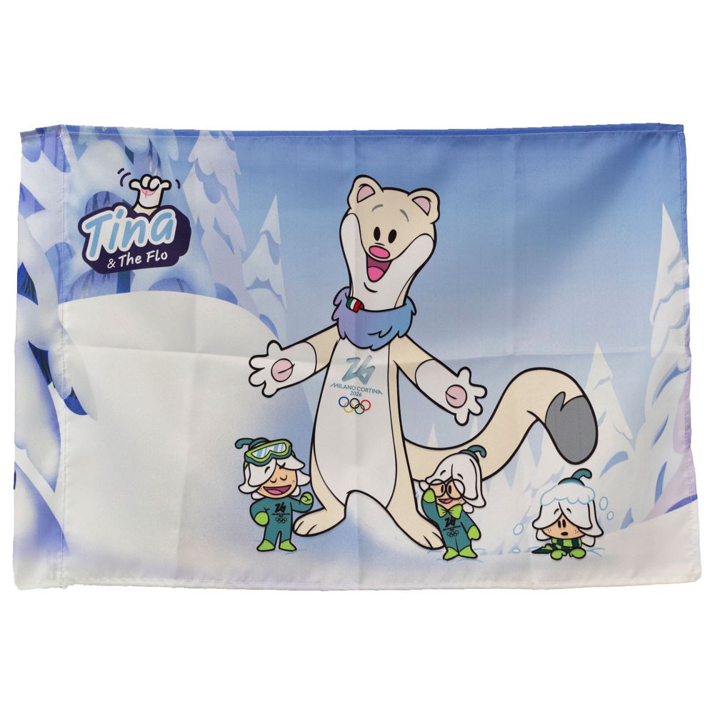 BANDIERA IN POLIESTERE 150X100CM SENZA ASTA MASCOT TINA E THE FLOW FONDO
