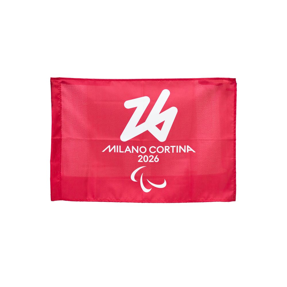 BANDIERA IN POLIESTERE 70X50CM SENZA ASTA FONDO ROSSO PARALYMPIC EMBLEMA