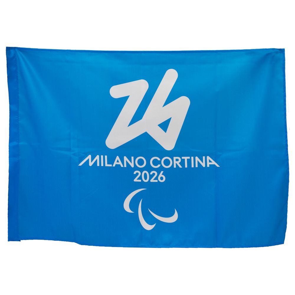 BANDIERA IN POLIESTERE 150X100CM SENZA ASTA FONDO AZZURRO PARALYMPIC EMB