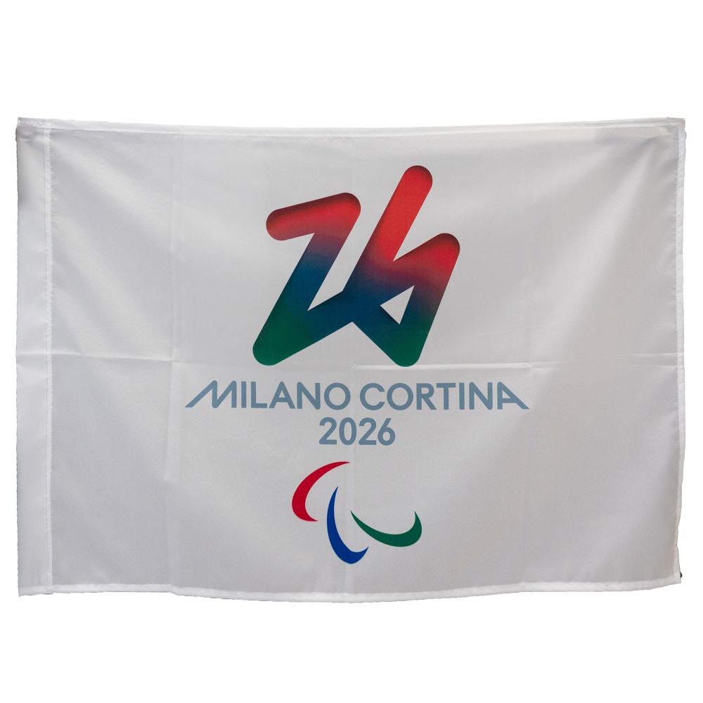 BANDIERA IN POLIESTERE 150X100CM SENZA ASTA FONDO BIANCO PARALYMPIC EMBL