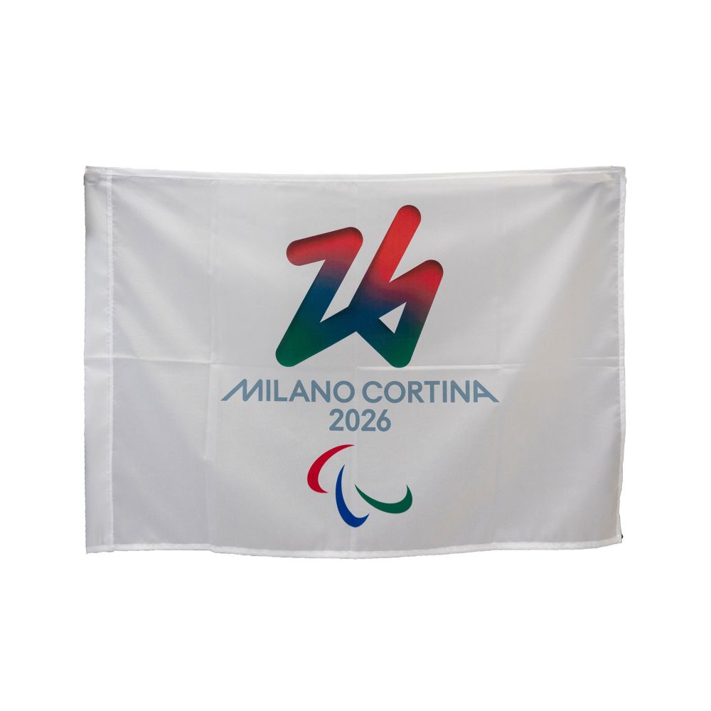 BANDIERA IN POLIESTERE 100X70CM SENZA ASTA FONDO BIANCO PARALYMPIC EMBLE