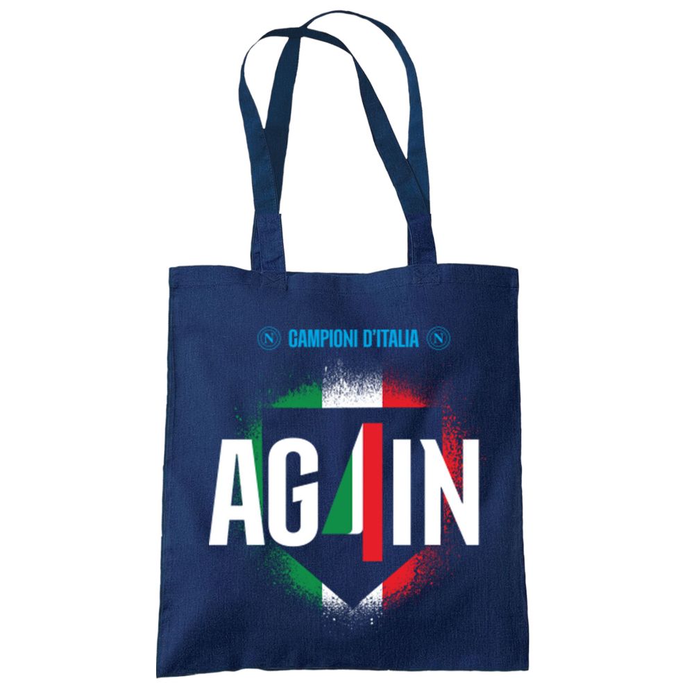 SHOPPER IN COTONE BLU NAVY STAMPA SU 1 LATO AG4IN