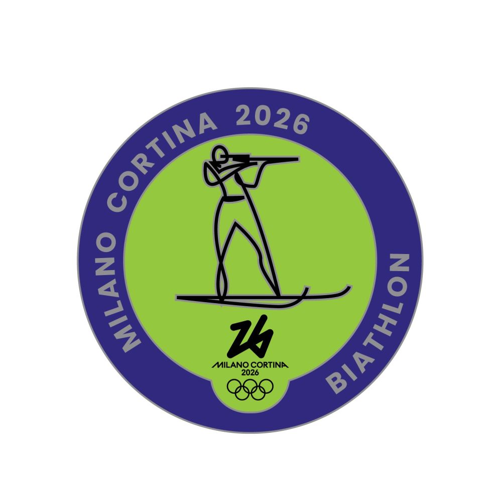 MC26 OLYMPIC PICTOGRAM - BIATHLON SILVER METAL PIN 33MM X 33MM