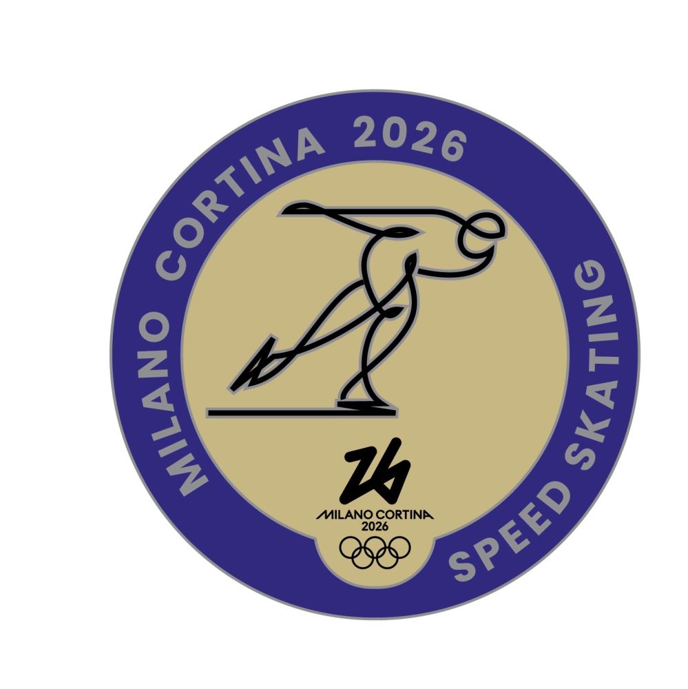 MC26 OLYMPIC PICTOGRAM - SPEED SKATING SILVER METAL PIN 33MM X 33MM