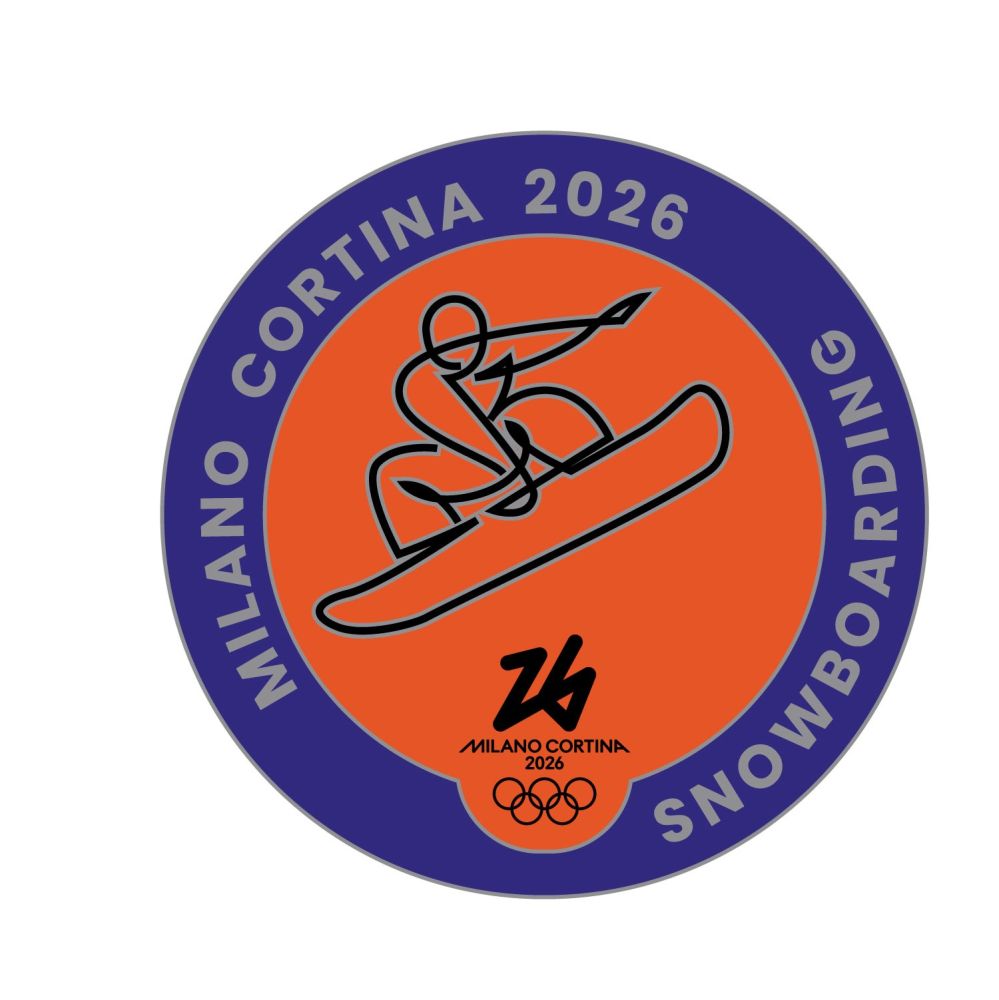 MC26 OLYMPIC PICTOGRAM - SNOWBOARDING SILVER METAL PIN 33MM X 33MM