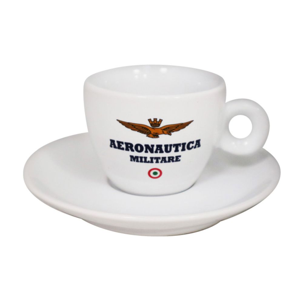 TAZZINA DA CAFFE' CLASSICA IN CERAMICA CON PIATTINO AERONAUTICA MILITARE