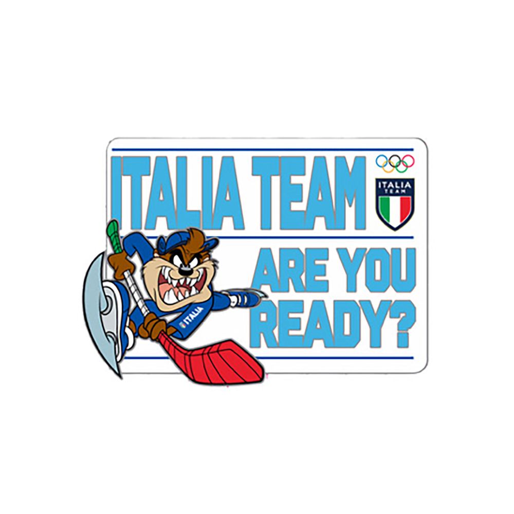 LT MC26 ITALIA TEAM ARE YOU READY? TAZ HOCKEY PLAYER LAPEL PIN
