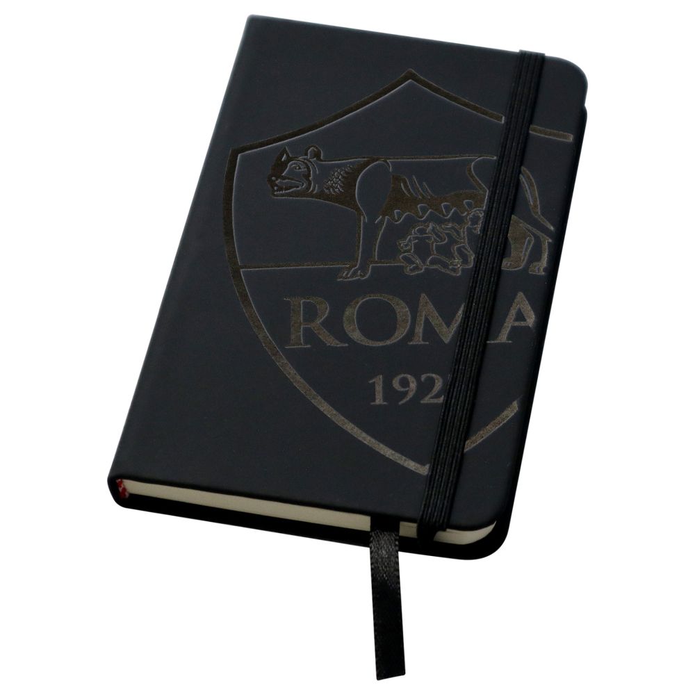 BLOCCO APPUNTI NERO CON FOGLI BIANCHI 14X9 CM LOGO CREST TONO SU TONO