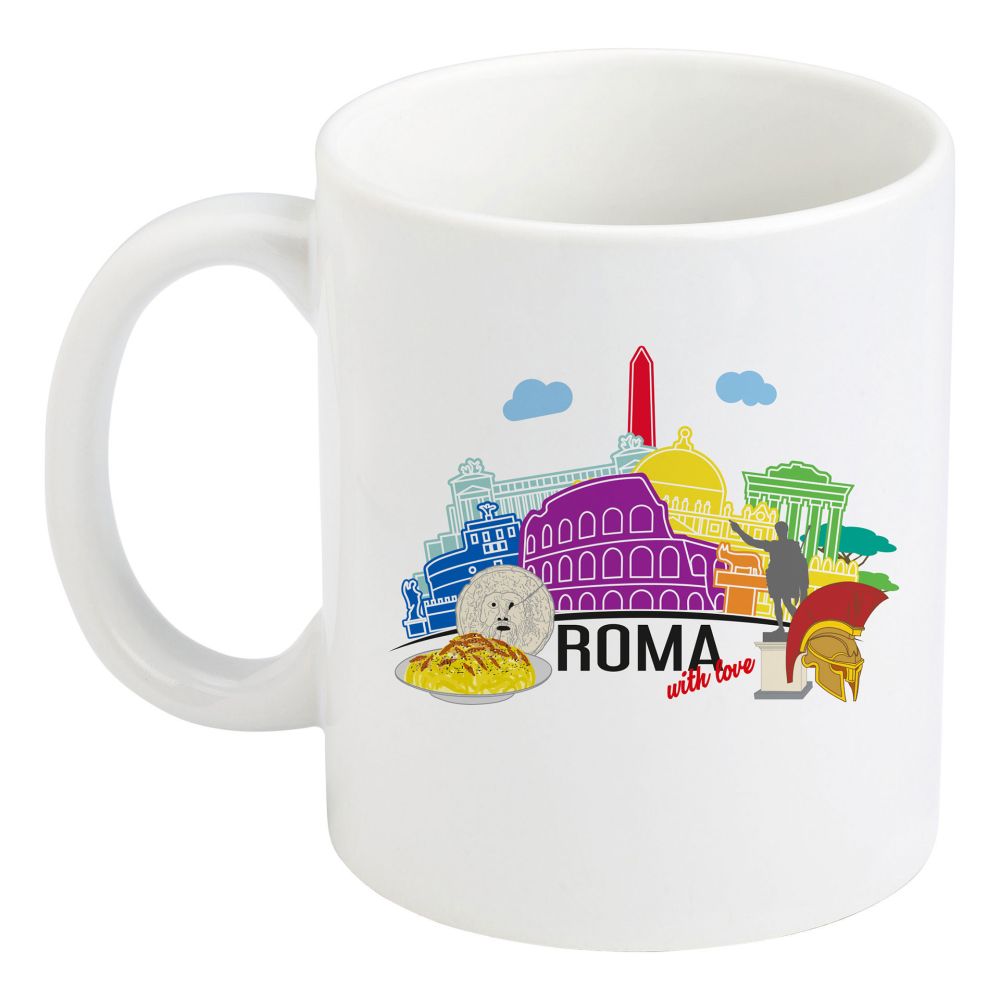 MUG IN CERAMICA STAMPATA DIAM 8.2 CM, H. 9.5 CM, ROMA WITH LOVE