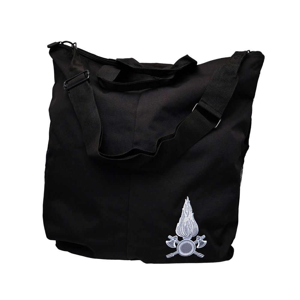 BORSA PORTACASCO NERA VIGILI DEL FUOCO CON TRACOLLA 48X51 CM