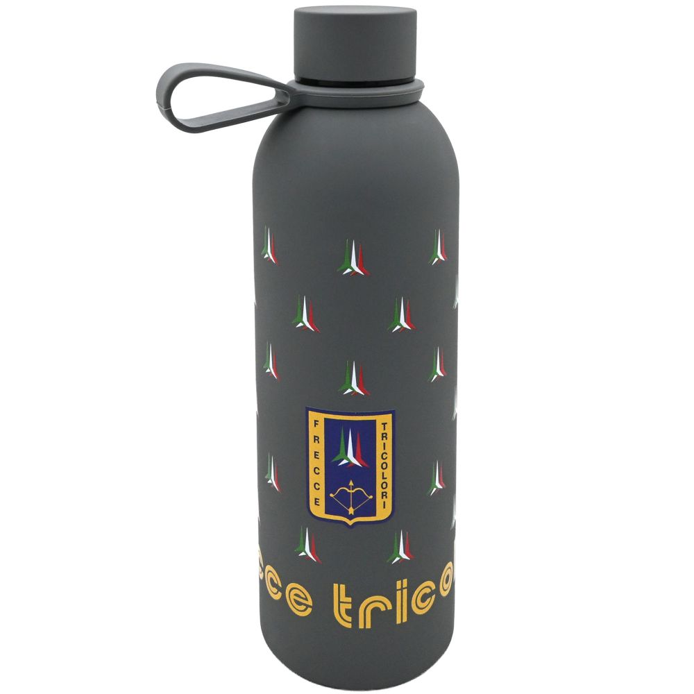BORRACCIA IN ACCIAIO INOX GRIGIA SOFT TOUCH DOPPIA PARETE 500 ML TEXTURE FRECCE TRICOLORI