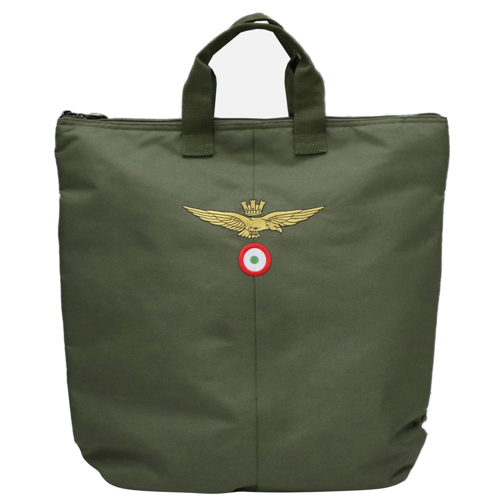 BORSA PORTACASCO VERDE CON LOGO RICAMATO AERONAUTICA MILITARE