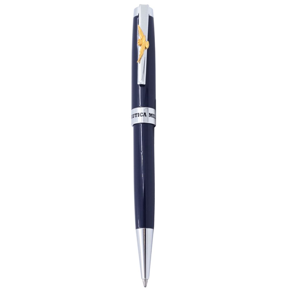 PENNA A SFERA BLU NAVY IN METALLO AERONAUTICA MILITARE IN ASTUCCIO RIGIDO