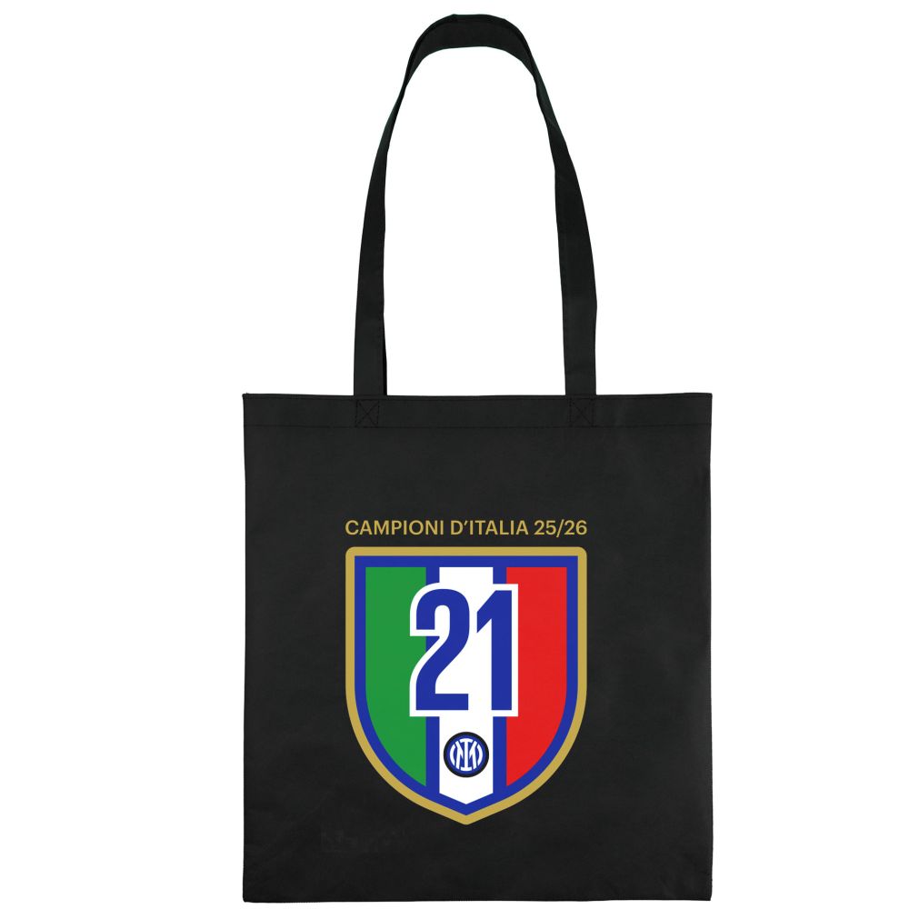 Shopper Inter Campioni d’Italia 2025/2026 Nera in Cotone con Tricolore 21° Scudetto