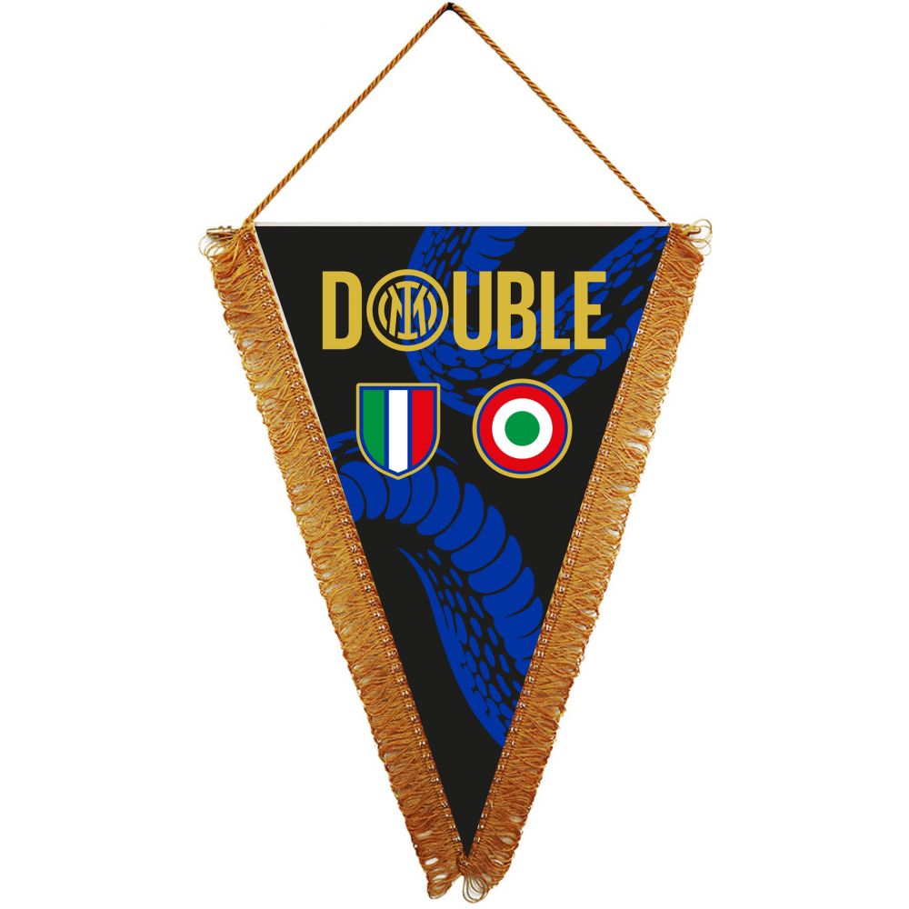 GAGLIARDETTO TRIANGOLARE 28X20 CON FRANGE DORATE LINEA DOUBLE INTER