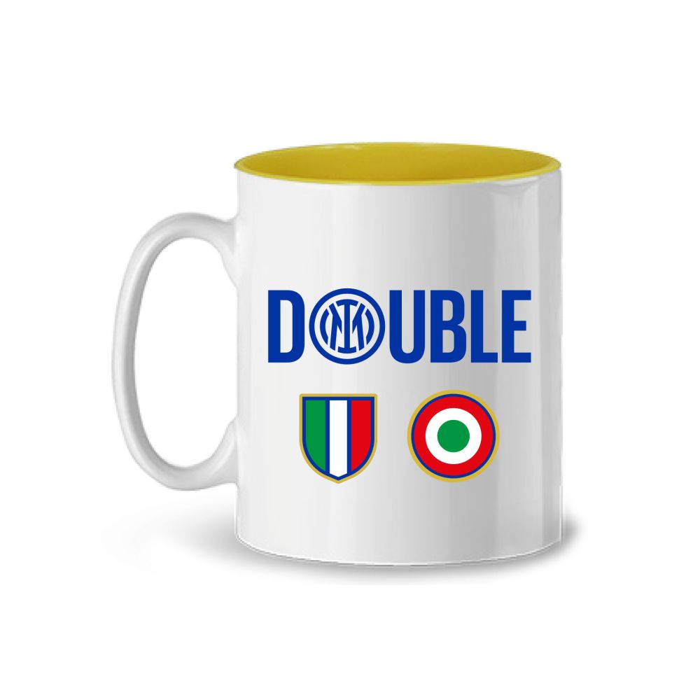 TAZZA IN CERAMICA INTERNO GIALLO LINEA DOUBLE INTER