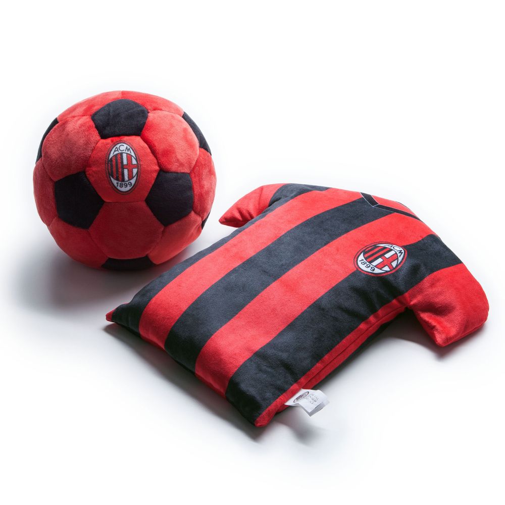 SET PALLA IN PELUCHES + CUSCINO A T-SHIRT A.C. MILAN