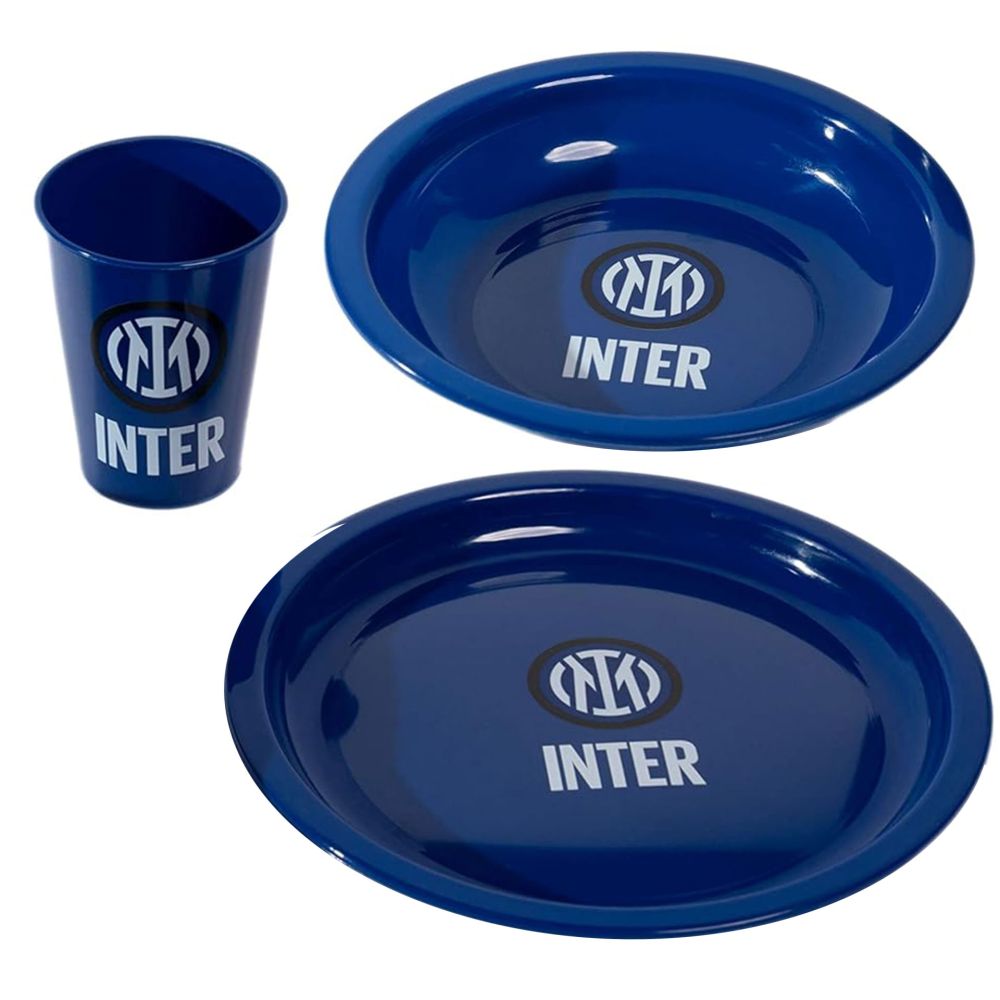 GIFT SET3 PEZZI PIATTO PIANO + FONDO + BICCHIERE F.C. INTER