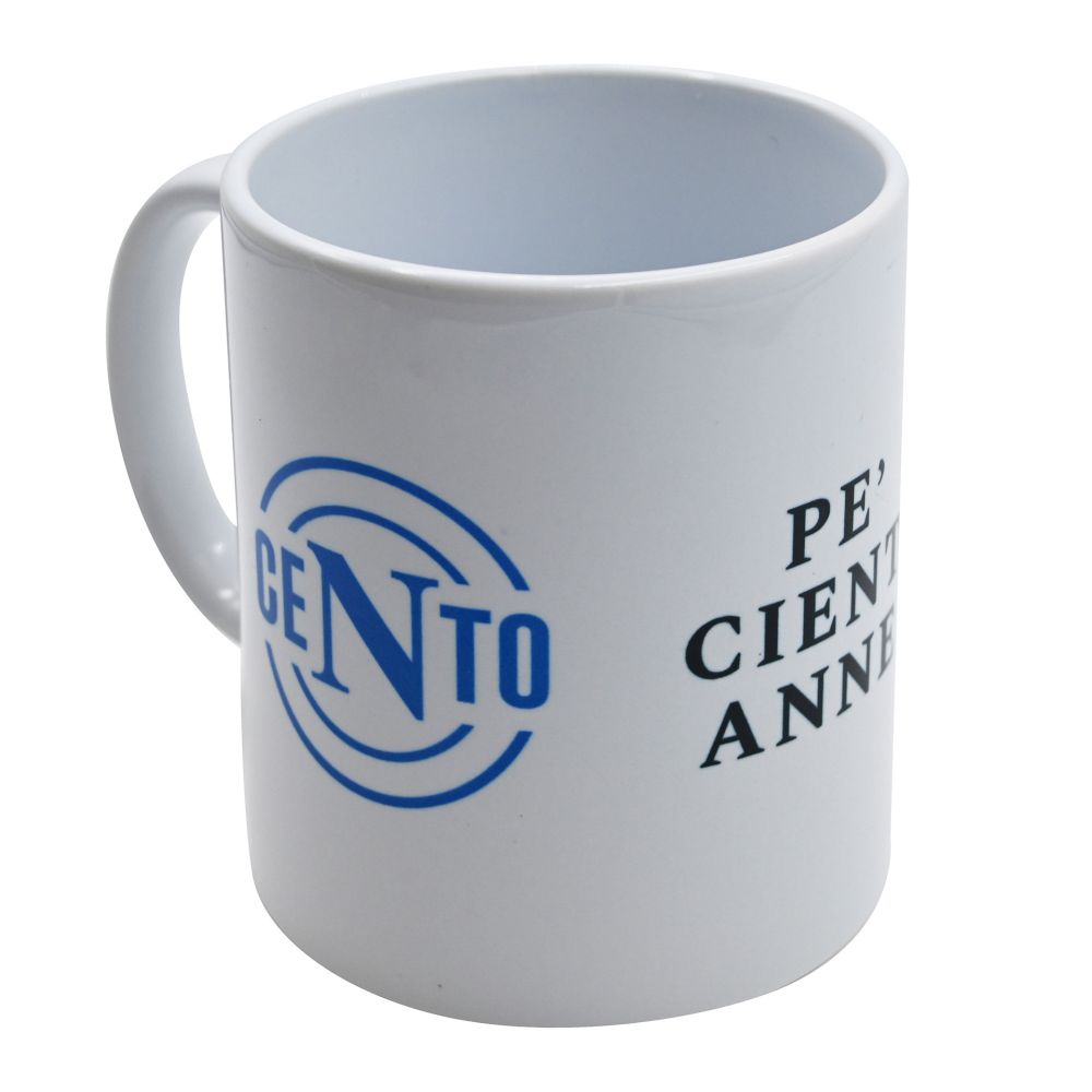 TAZZA IN CERAMICA STAMPA IN BLU E LOGO AZZURRO NAPOLI CENTO